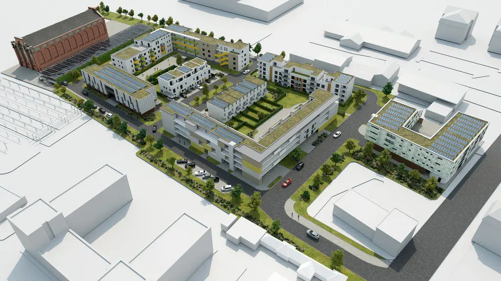Samok Trier — Wohnquartier, Luftansicht des Projekts